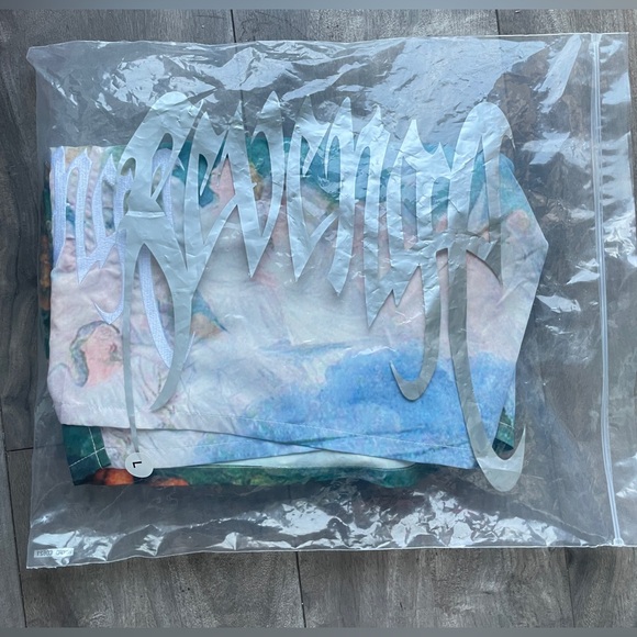 New LARGE 32W-34W REVENGE ANGEL Art Graphic embroidered swim Utility shorts - Picture 6 of 6